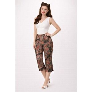 Bebe Vintage Paisley Capri Pants Parisian 50s Revival Y2K Size 6